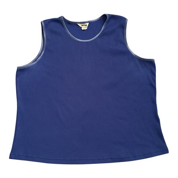 ALIA Womens Plus Size 3X Blue Polyester Rib Sleeveless Stretch Tank Top Shirt - Picture 1 of 4